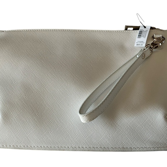 White House black market hydrangea white studded pouch clutch wristlet - Picture 2 of 5